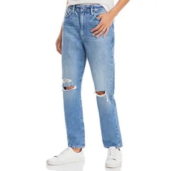 FRAME Le Beau Boyfriend Jeans Distressed Denim Size 31 Light Wash Casual - Picture 1 of 16